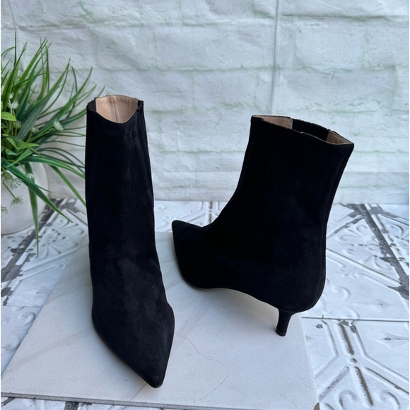 Lafayette 148 Fiore Ankle Bootie In Black suede Leather size 39.5 US 9.5 women - Picture 2 of 7